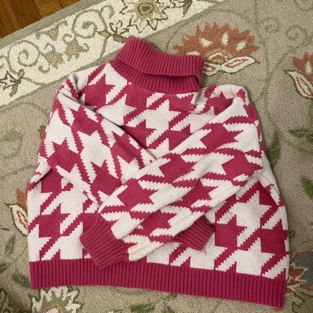 Adika xs-s oversized houndstooth pink sweater